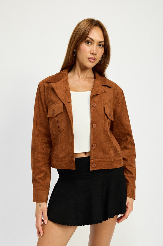 SUDE JACKET WITH POCKETS - Charming Charlie