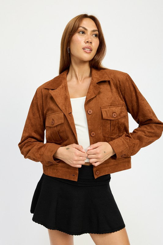 SUDE JACKET WITH POCKETS - Charming Charlie