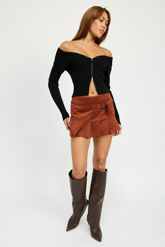 WRAPPED BUCKLE BELT MINI SKIRT - Charming Charlie