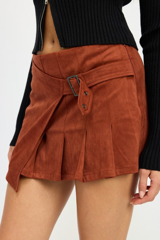 WRAPPED BUCKLE BELT MINI SKIRT - Charming Charlie