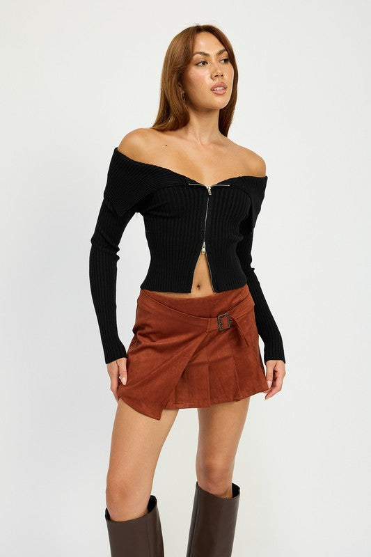 WRAPPED BUCKLE BELT MINI SKIRT - Charming Charlie