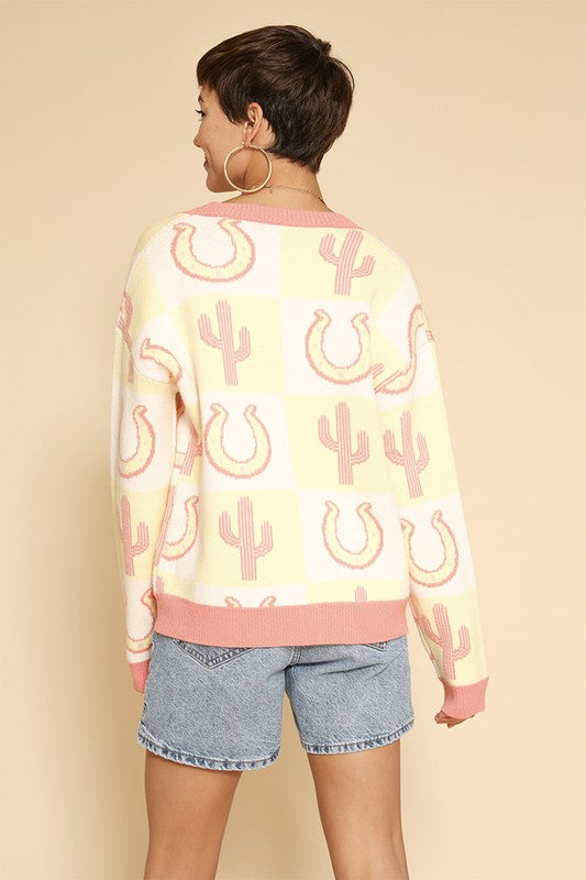 Tiled Cactus horseshoe knit cardigan - Charming Charlie