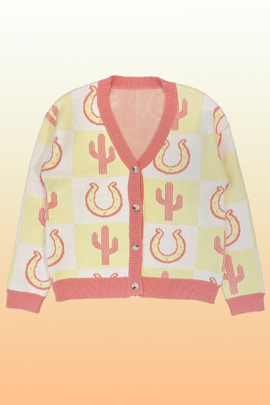 Tiled Cactus horseshoe knit cardigan - Charming Charlie
