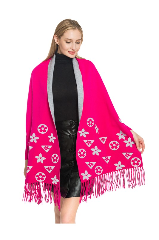 Geometric Pattern Sleeve Shrug with Fringe - Charming Charlie