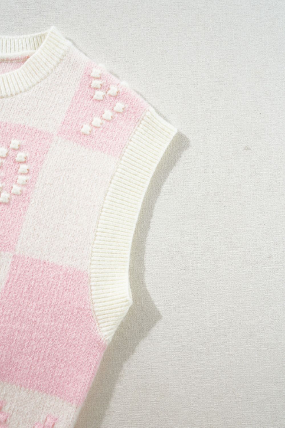 Bow Checkered Round Neck Sweater Vest - Charming Charlie