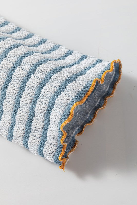 Stripe Textured Long Sleeve Henley Top - Charming Charlie