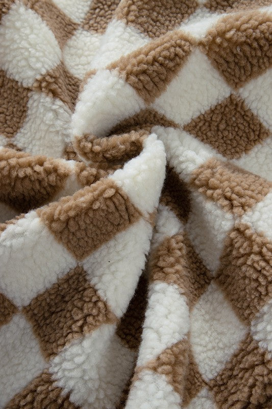 Checkered Sherpa Collared Jacket Vest - Charming Charlie