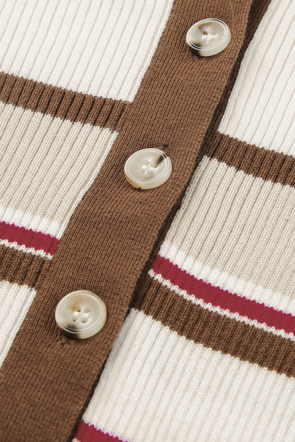 Half Button Contrast Stripe Long Sleeve Knit Top - Charming Charlie
