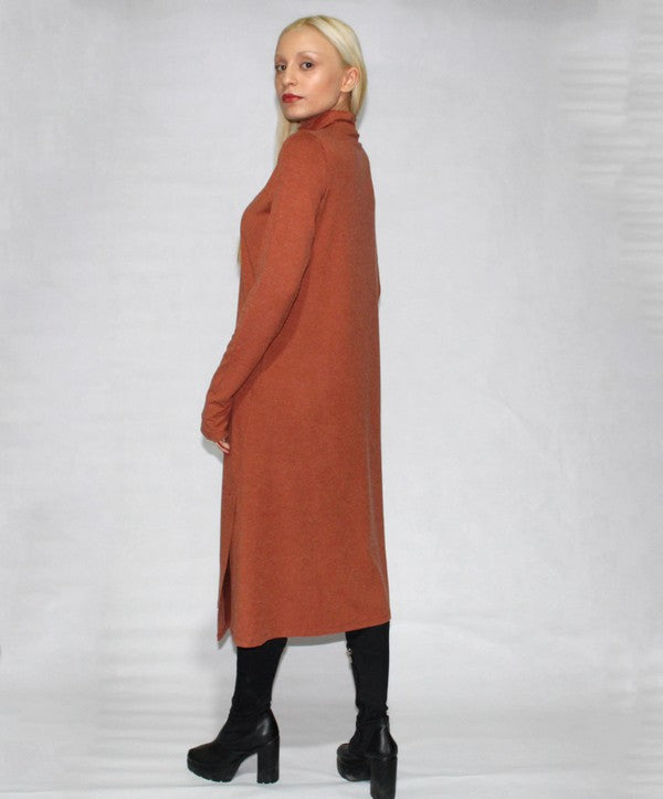 Turtle neck dress long sleeve with side slits - Charming Charlie