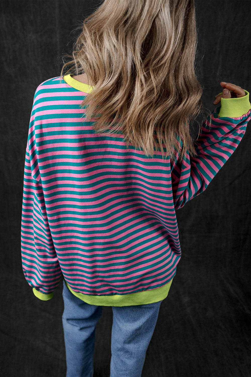 Pumpkin Striped Round Neck Long Sleeve Sweatshirt - Charming Charlie