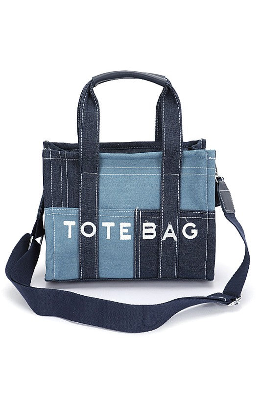 Patch Denim Iconic Tote Bag Charming Charlie