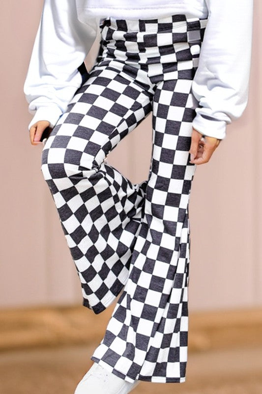 Checkered High Rise Flared Pants - Charming Charlie