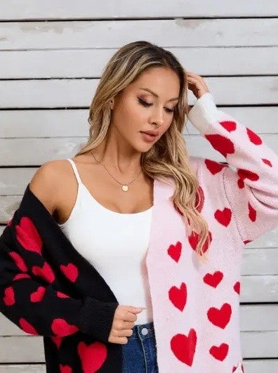 Two Tone Heart Cardigan - Charming Charlie