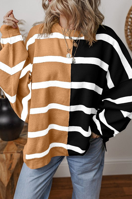 Women Colorblock Oversized Sweatshirts - Charming Charlie
