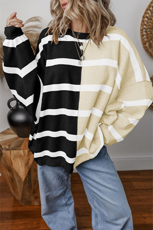 Women Colorblock Oversized Sweatshirts - Charming Charlie
