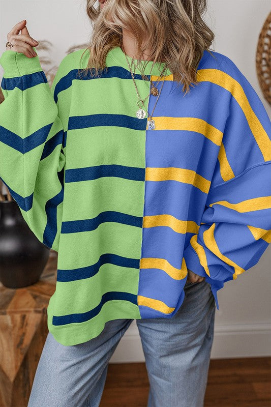 Women Colorblock Oversized Sweatshirts - Charming Charlie