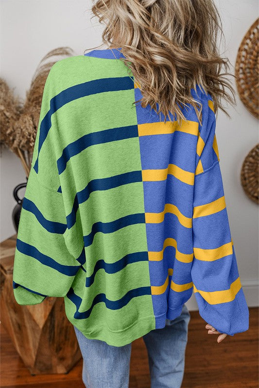 Women Colorblock Oversized Sweatshirts - Charming Charlie