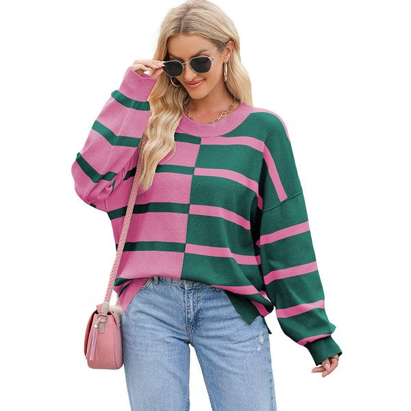 Women Colorblock Oversized Sweatshirts - Charming Charlie