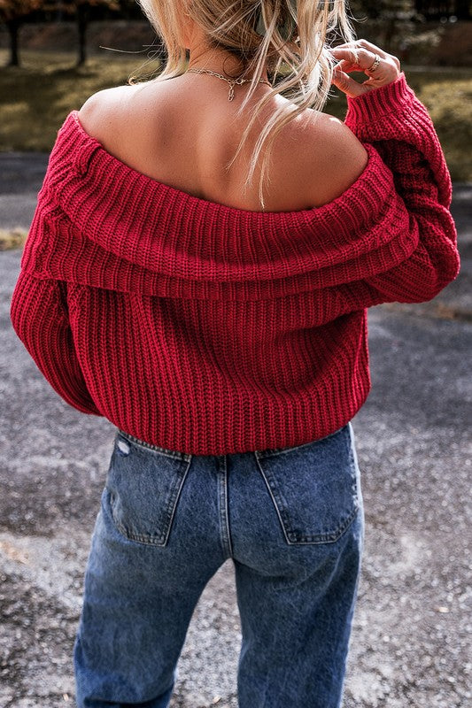 Off Shoulder Ribbed Knit Sweater - Charming Charlie