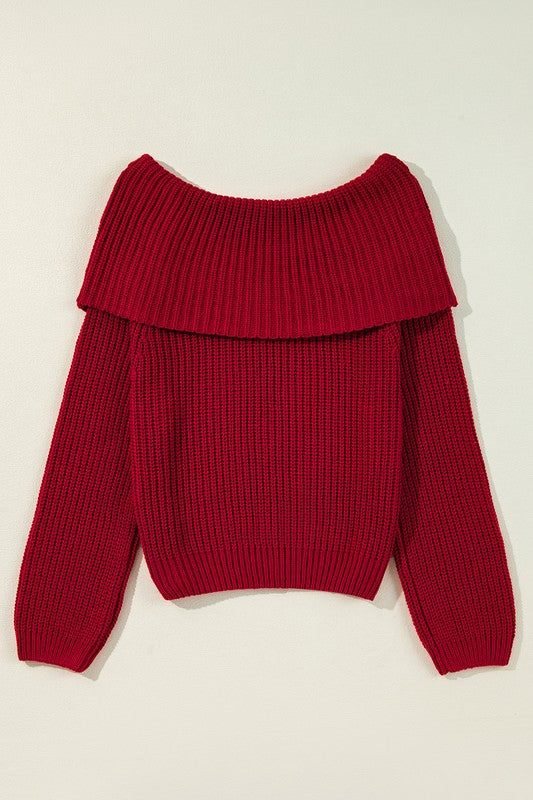 Off Shoulder Ribbed Knit Sweater - Charming Charlie
