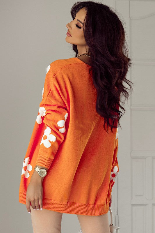 Women Floral Print Knitted Open Front Cardigan - Charming Charlie