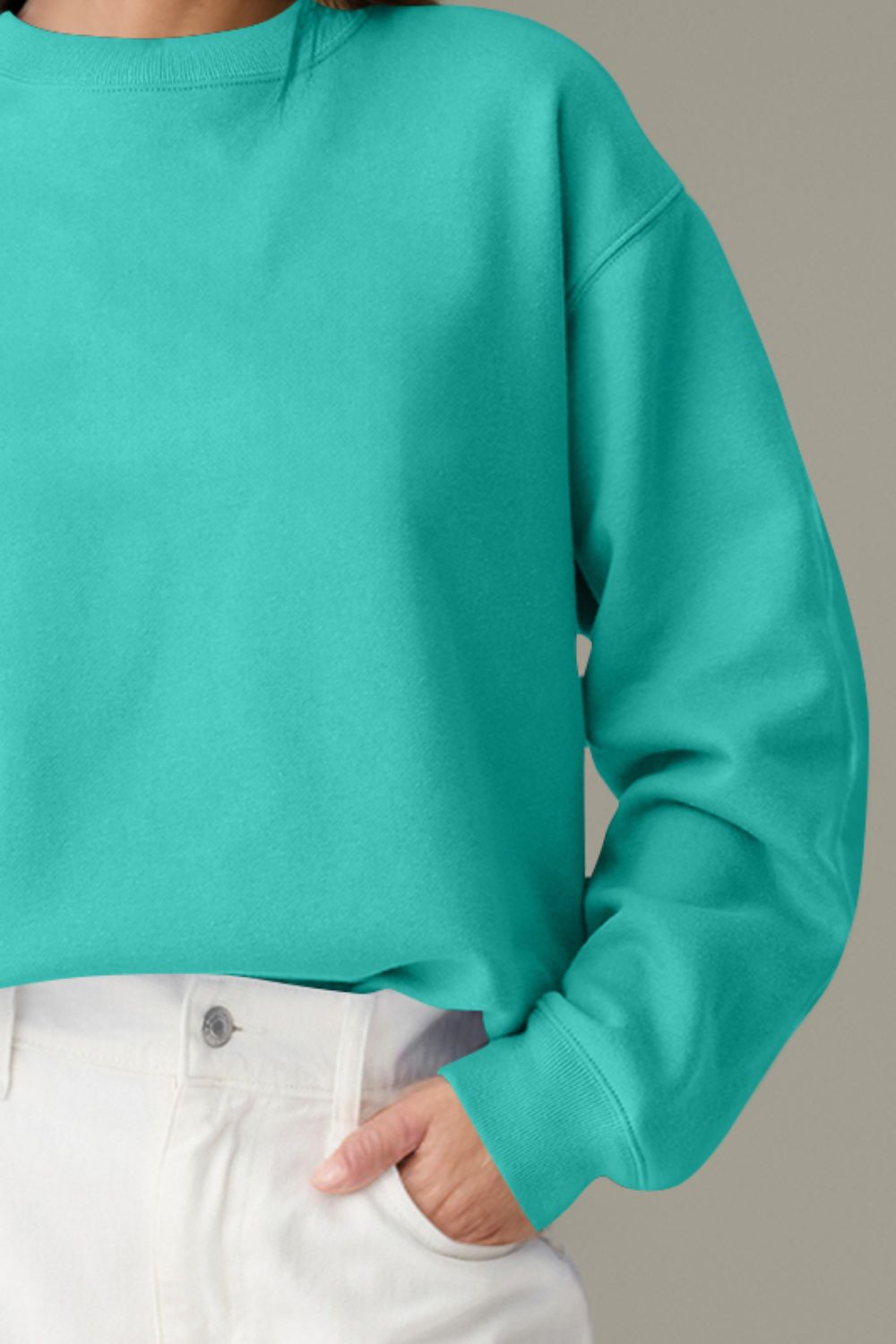 Round Neck Long Sleeve Sweatshirt - Charming Charlie