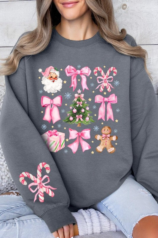 Coquette Pink Christmas Graphic Fleece Sweatshirts - Charming Charlie