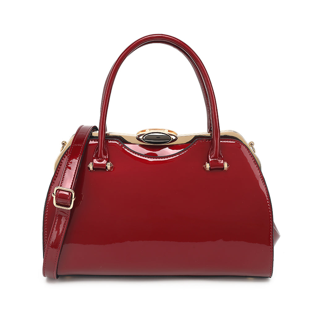Patent Leather Frame Satchel - Charming Charlie