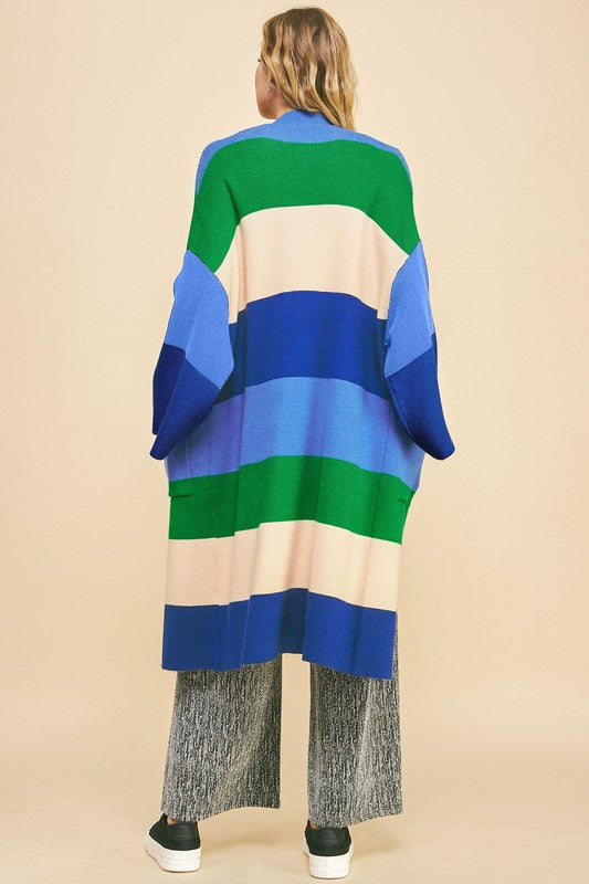 Davi & Dani Color Block Kimono Sleeve Open Front Cardigan - Charming Charlie