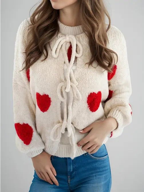 Front tie heart cardigan - Charming Charlie