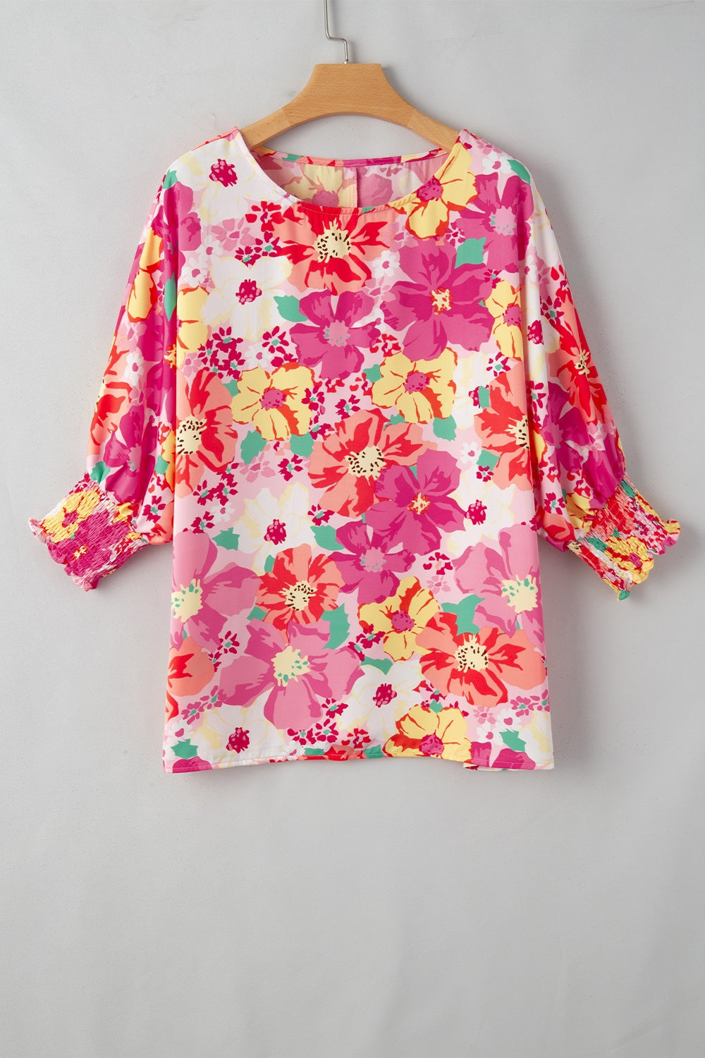 Printed Round Neck Half Sleeve Blouse - Charming Charlie