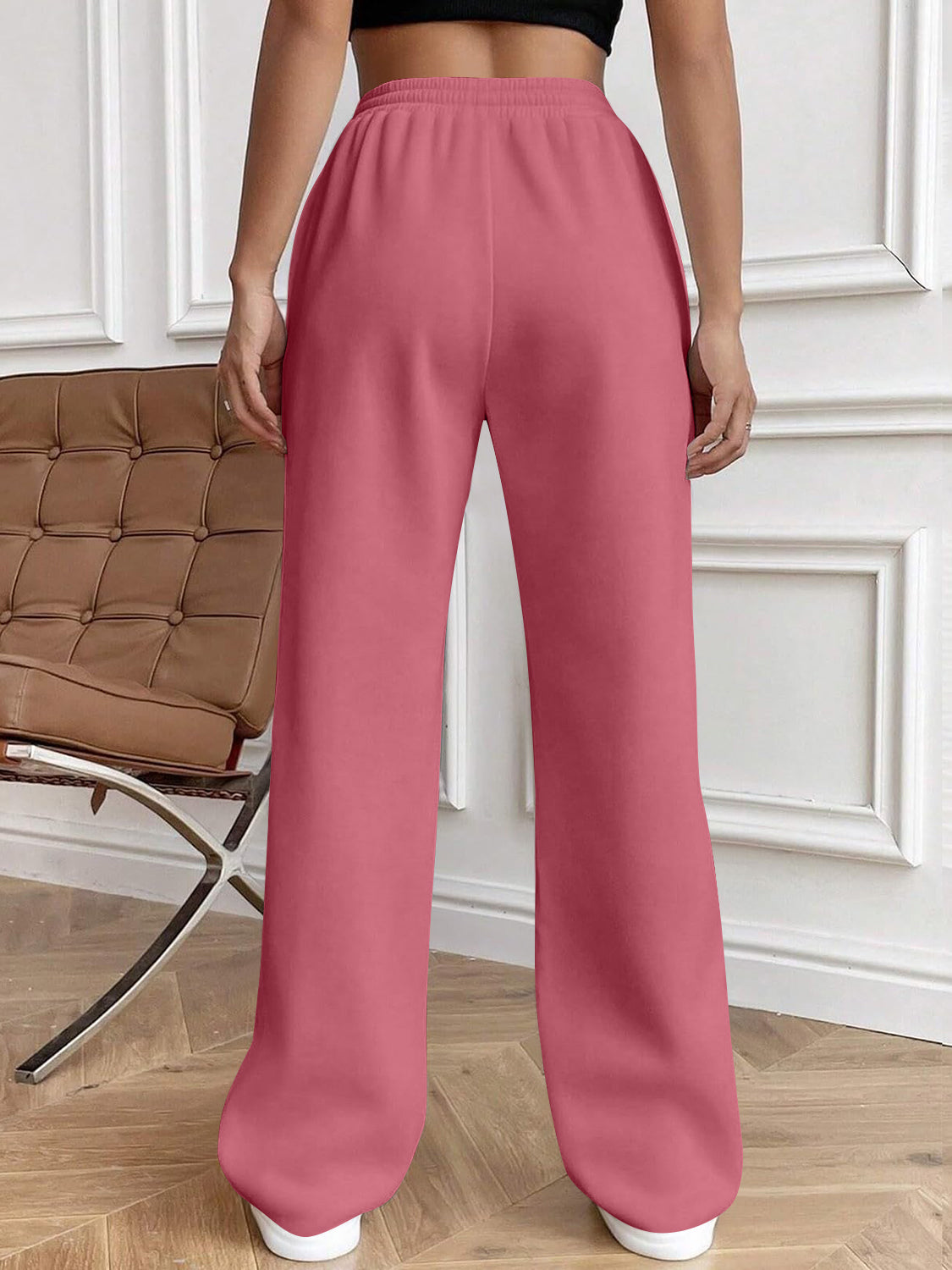 Drawstring Elastic Waist Pants with Pockets - Charming Charlie