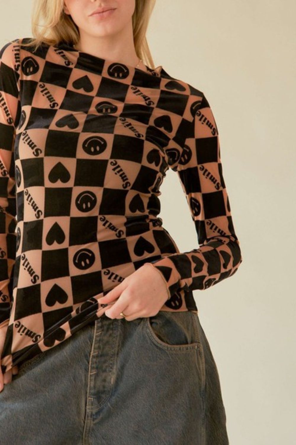 Davi & Dani Heart Print Long Sleeve Top - Charming Charlie