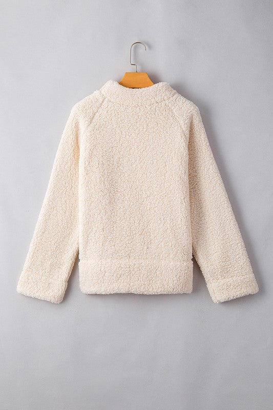Women Solid Fleece High Neck Pullover Sweatshirt - Charming Charlie