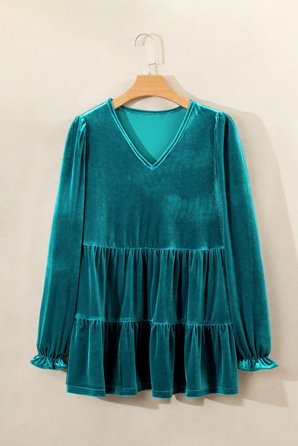 Peplum V-Neck Flounce Sleeve Blouse - Charming Charlie