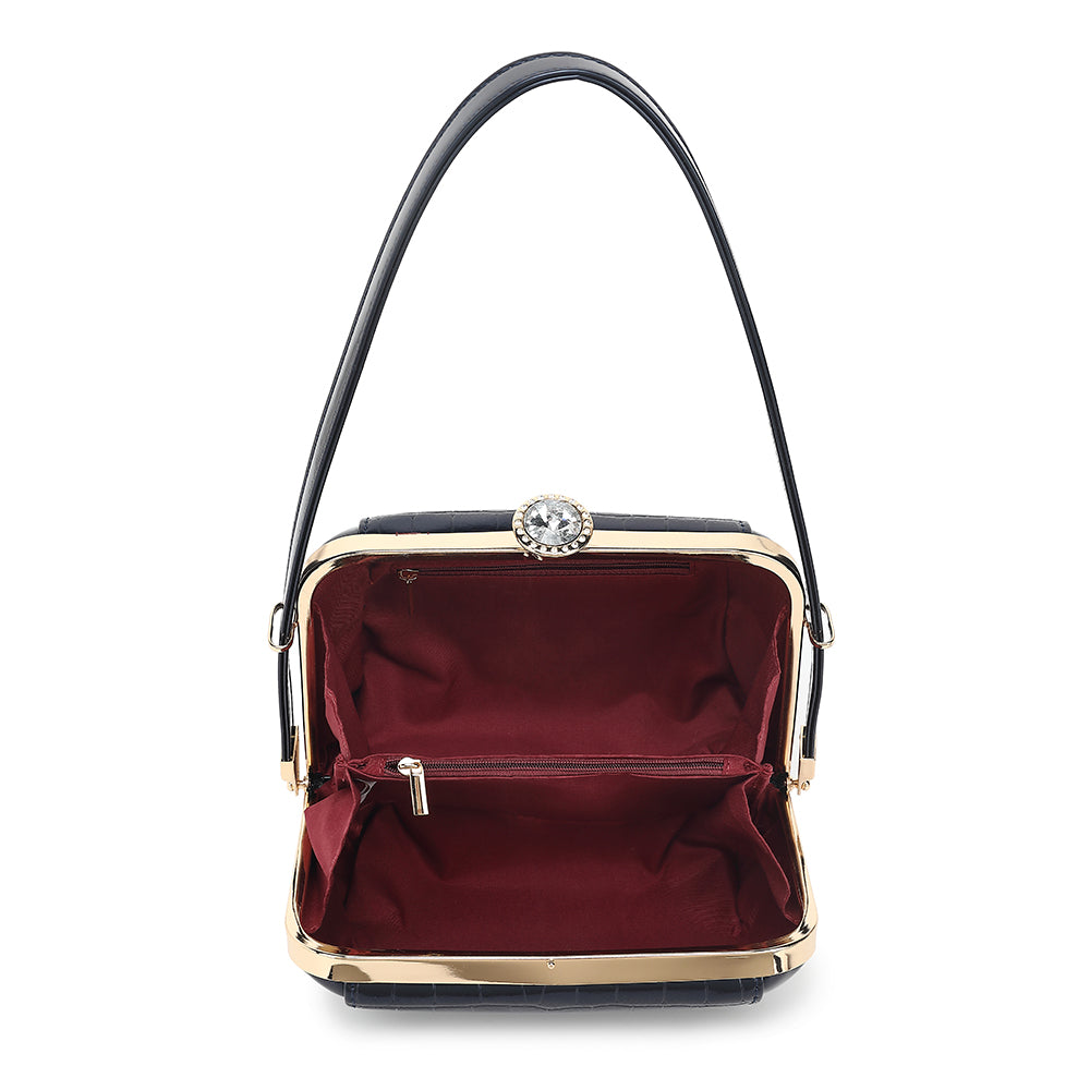 Small Croco Patent Leather Frame Satchel - Charming Charlie