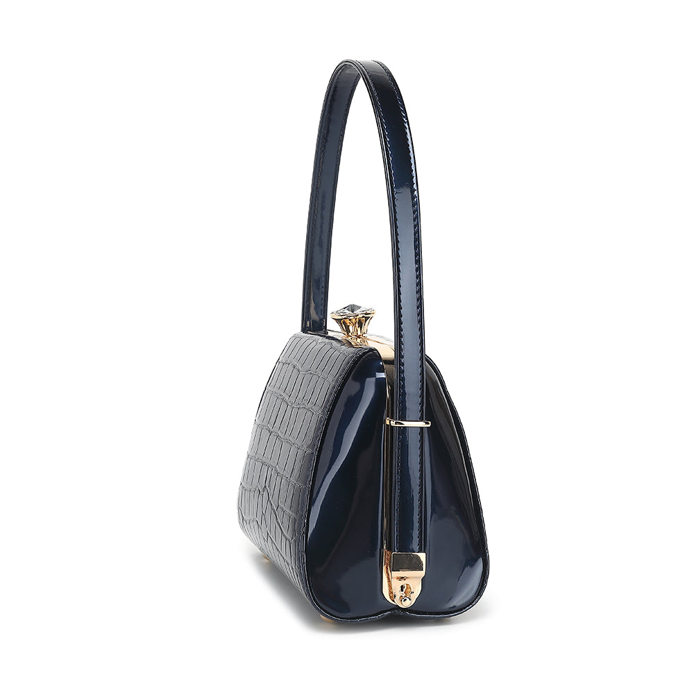 Small Croco Patent Leather Frame Satchel - Charming Charlie