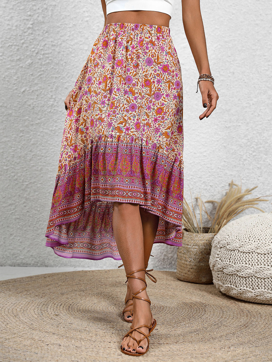 High-Low Elastic Waist Skirt - Charming Charlie