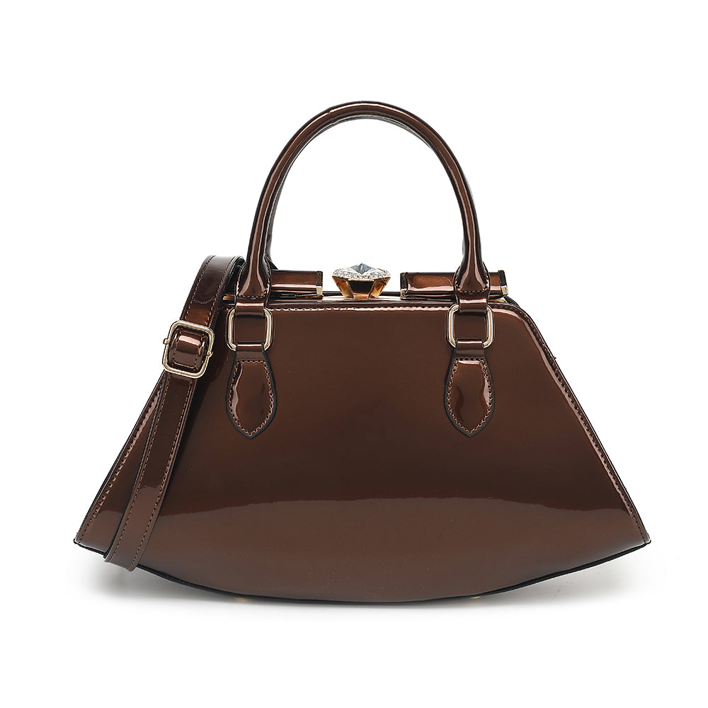 Patent Leather Frame Satchel - Charming Charlie