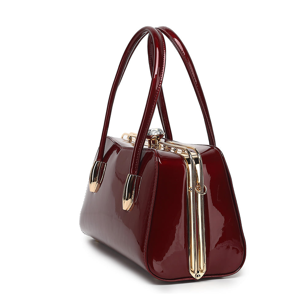Patent Leather Frame Satchel - Charming Charlie