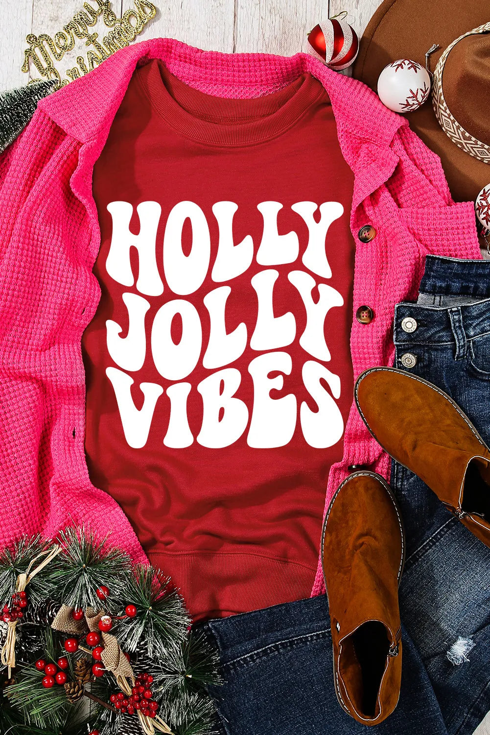 Letter Graphic Round Neck Long Sleeve Sweatshirt - Charming Charlie