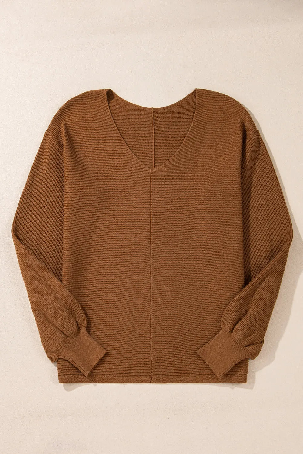 V-Neck Dropped Shoulder Long Sleeve Sweater - Charming Charlie