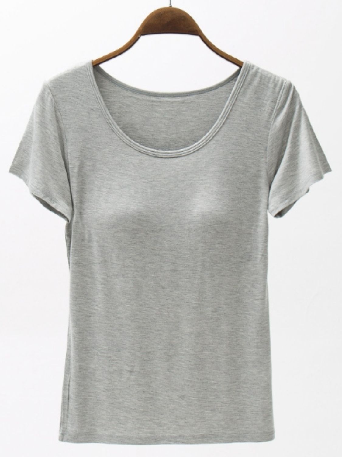 Round Neck Modal T-Shirt with Bra - Charming Charlie