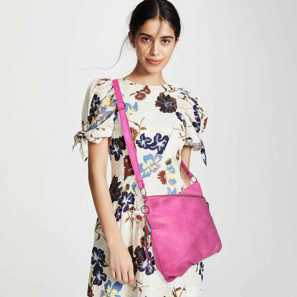 Multi Zip Crossbody Hobo with Flower Charm - Charming Charlie