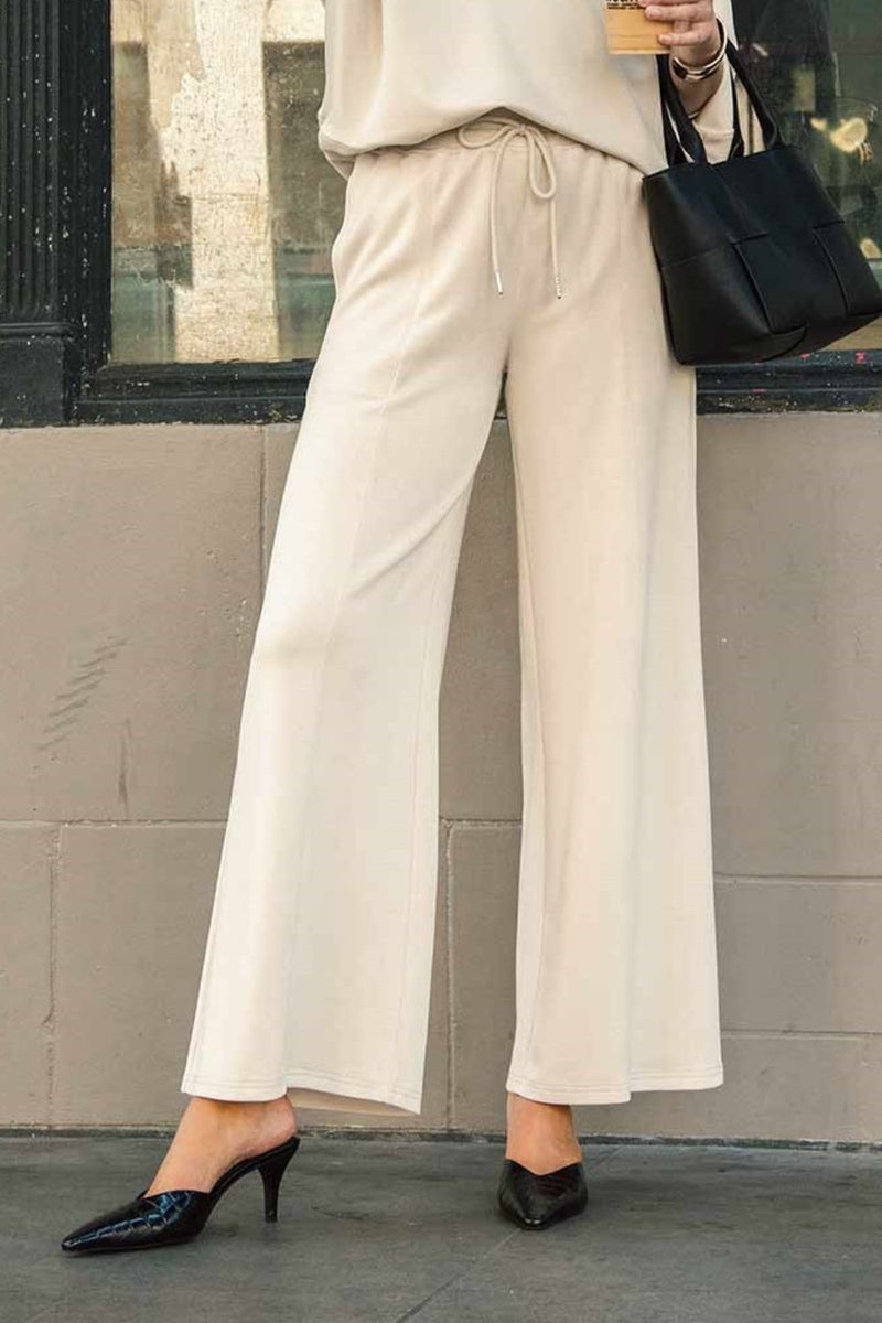Umgee Solid Wide Leg Pant Oatmeal main image 1