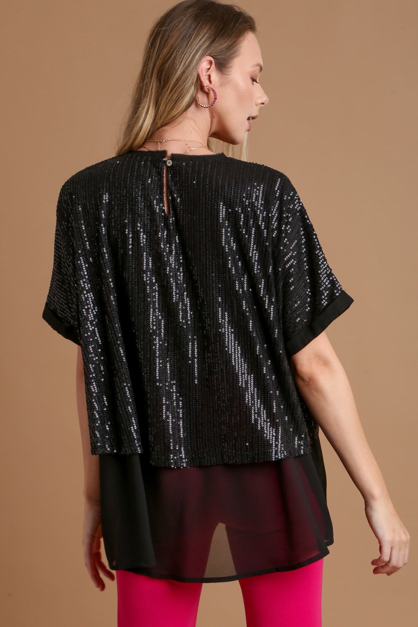 Umgee Sequin Half Sleeve Layered Blouse - Charming Charlie