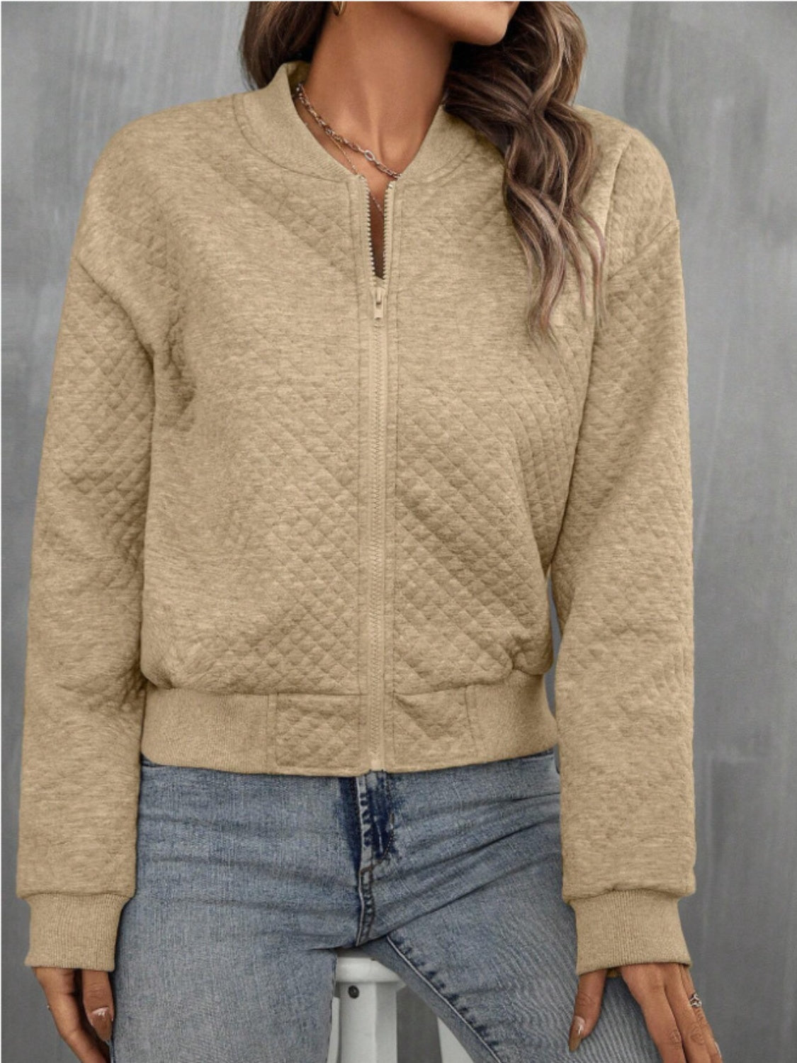 Zip Up Long Sleeve Jacket - Charming Charlie