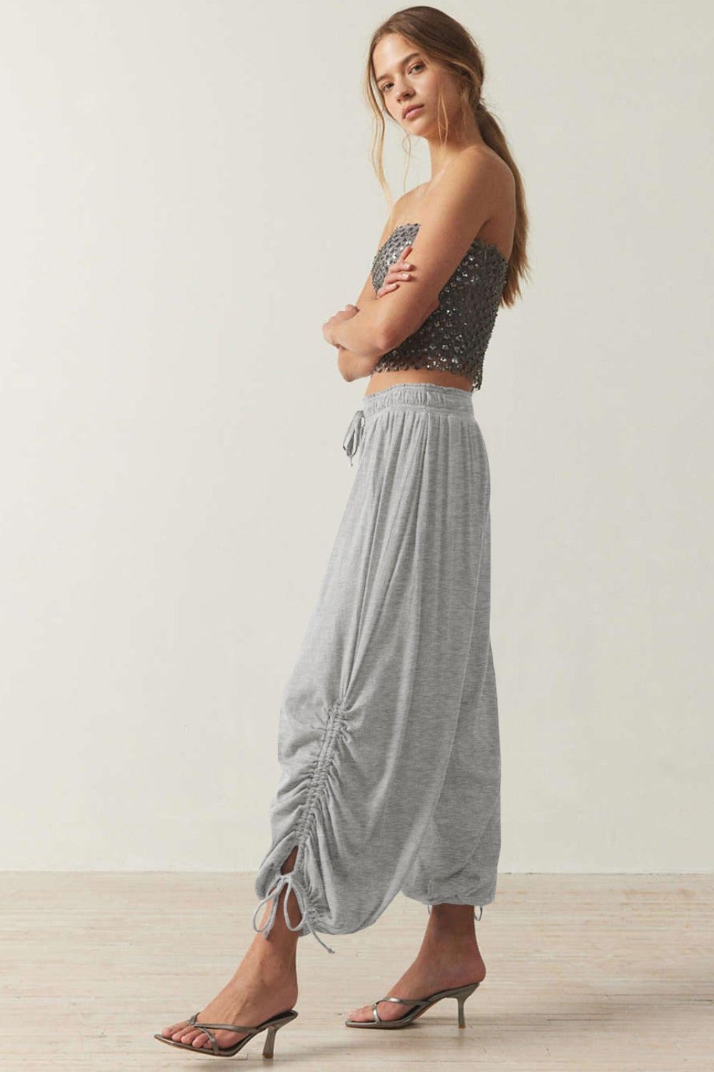 Drawstring Ruched Pants - Charming Charlie