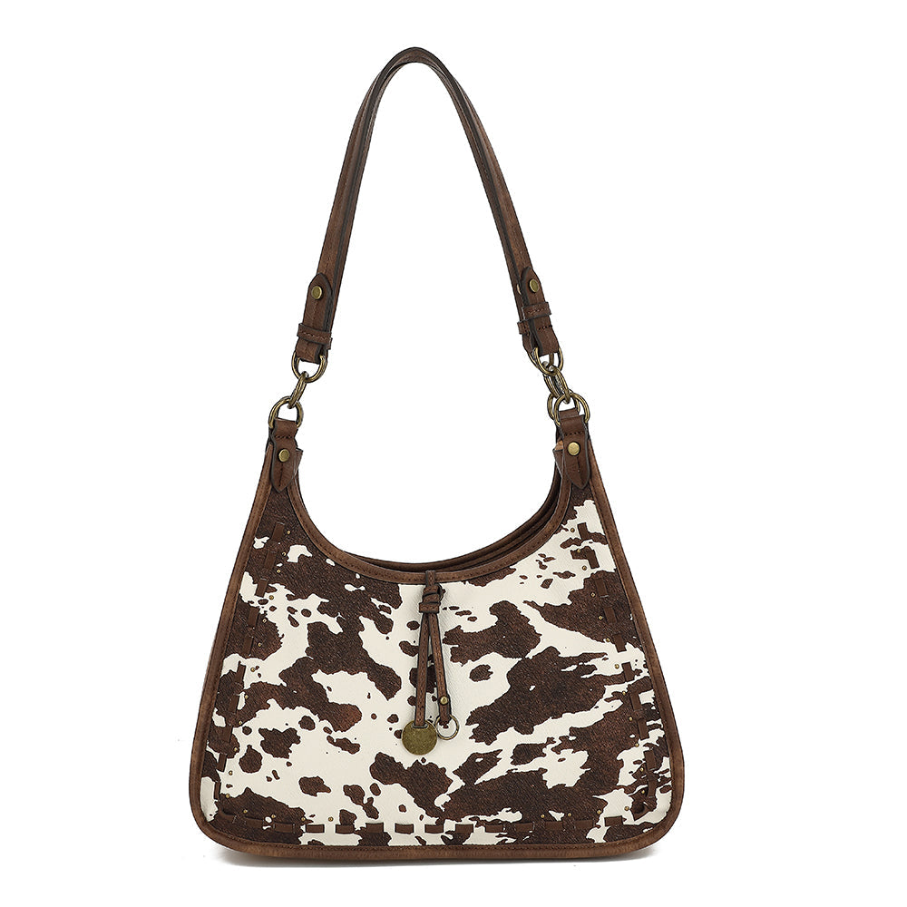 Double Handle Satchel with Whipstitch Detail and Charm - Charming Charlie