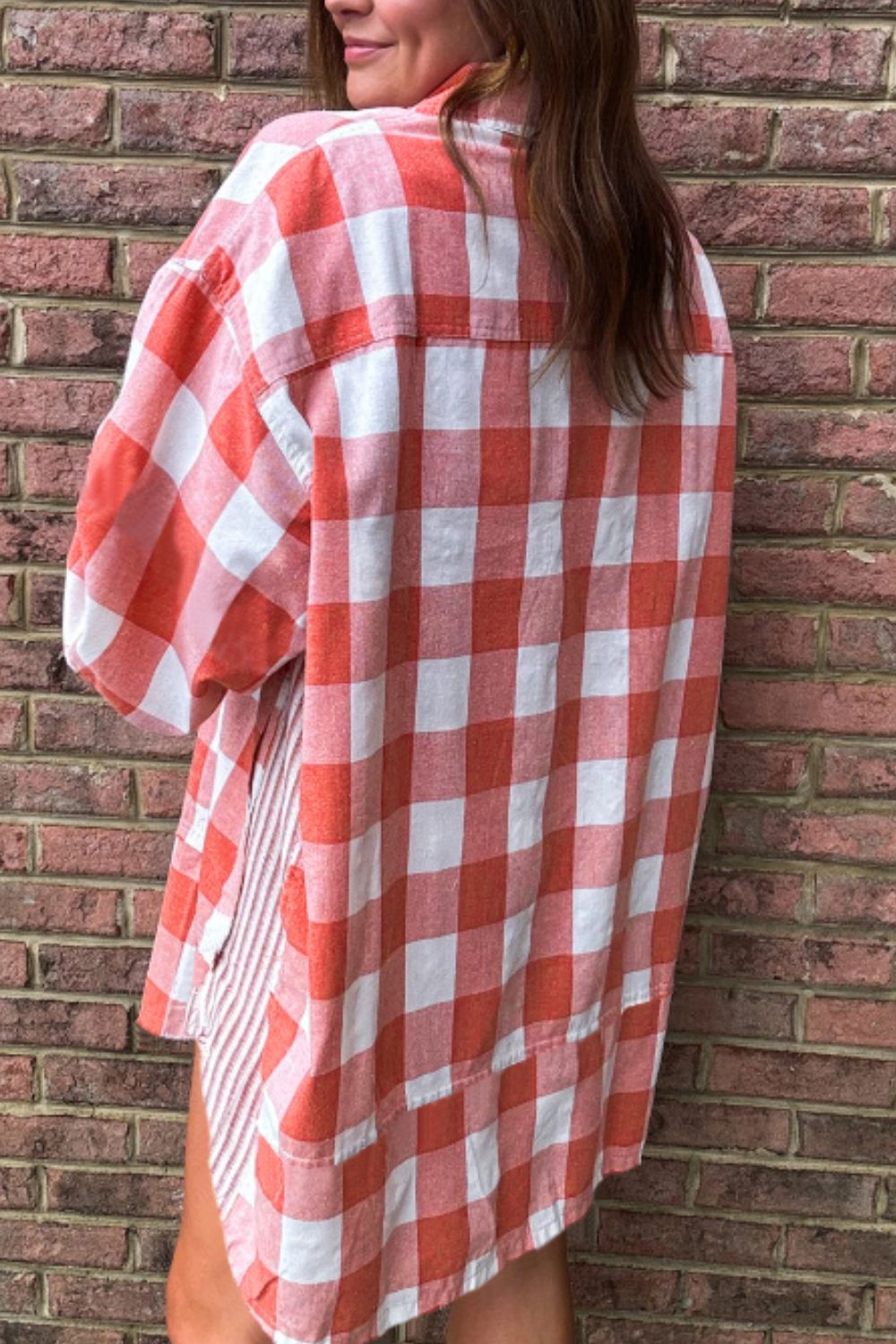 Plaid Collared Neck Long Sleeve Shirt Dress - Charming Charlie